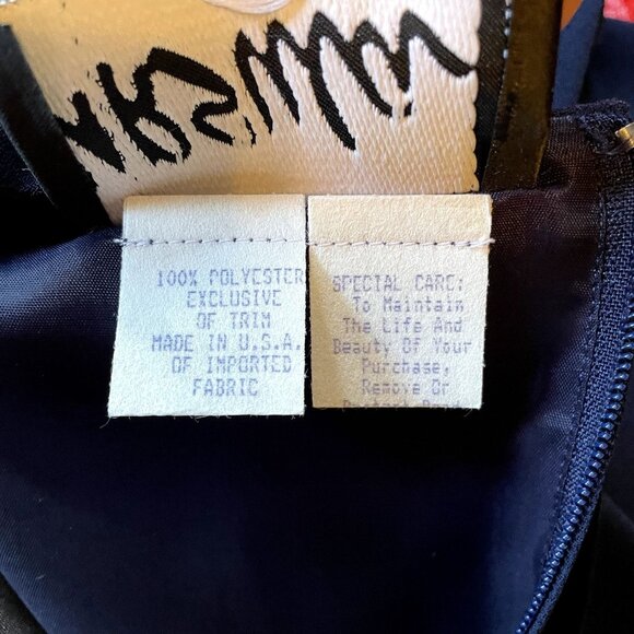 90s Vintage Ursula of Switzerland Midnight Blue Sheath Dress with Rhinestones 12 - Picture 9 of 10